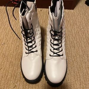 White combat boots